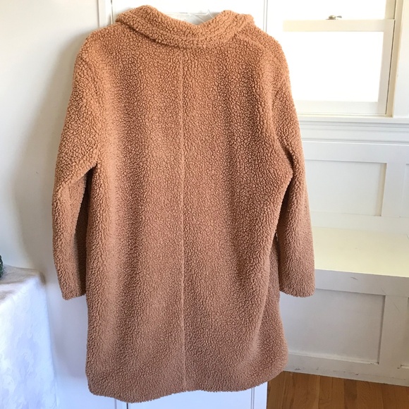 TIME AND TRU Faux Sherpa Teddy Coat Jacket Tan Women’s Plus Size 2X 20W 22W - Picture 8 of 16